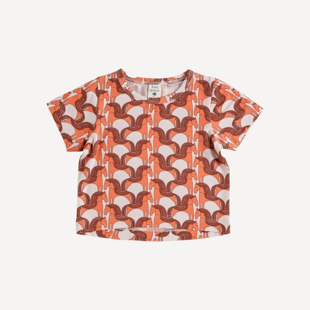 NWT Kate Quinn Melon Trojan Horse Short Sleeve Boxy Tee Tshirt Organic Cotton 8y